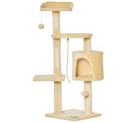 PawHut Arbre à Chats Multi-équipements griffoirs grattoirs Plateformes Niche Corde Jouets 40L x 40l x 114H cm Beige