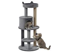 PawHut Arbre à Chats Multi-équipements griffoirs grattoirs Plateformes Niche Jeu Boule Suspendue Ø 48 x 104H cm Gris