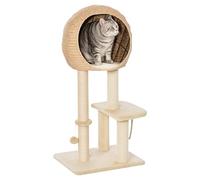 PawHut Arbre à Chat design avec Griffoir & Cosy Chic en Peluche Courte Beige, Confortable pour Grimper et Jouer 100cm | Aosom France