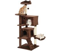 PawHut Arbre à gratter pour Chat, Arbre à gratter pour Chat 140 cm, Tour d'escalade avec Plateformes Multiples, lit, 2 grottes, hamac, échelle, piquets en sisal, Boules de Jeu, Marron