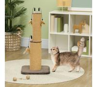 PawHut Arbre à gratter pour chat de 78 cm 2 en 1 avec 3 plumes interactives, Brun