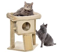 PawHut Arbre à gratter pour Petit Chat 57 cm Tour pour Chat avec Poteau en Jute, Rampe de grattage, lit et Balle Suspendue 40x40x57 cm Marron