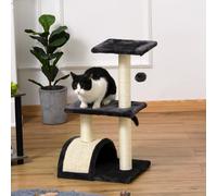 PawHut Arbre à Griffer Design Élégant avec Peluche et Sisal Naturel Gris | Aosom France