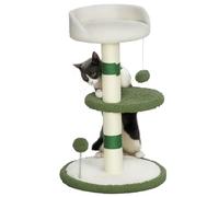 PawHut Arbre griffoir avec lit pour chat, 2 balles, plate-forme et poteau en sisal, salle de sport pour chats avec revêtement en Chenille et peluches, vert et blanc