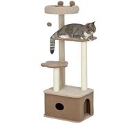 PawHut Arbre griffoir pour chats Hauteur 133 cm Arbre à chat Tour pour chats avec nichoir plateforme boule suspendue et poteau en jute Café