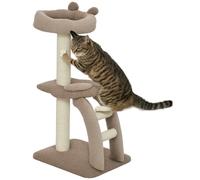PawHut Arbre griffoir pour chats Hauteur 88 cm Arbre à chat Tour pour chats avec nichoir Plates-formes Boule suspendue échelle et poteau en sisal Café