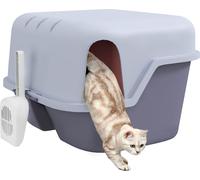 PawHut bac à litière avec couvercle, litière avec tamis, pelle, maison de toilette fermée pour petit chat de moins de 3,5 kg, intérieur, plastique, violet