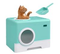 PawHut Bac à litière pour chat avec couvercle et pelle, bac fermé avec entrée frontale et supérieure, plateau amovible, 52 x 41 x 38,5 cm, vert