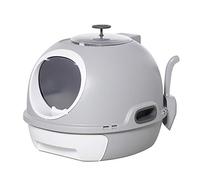 Maison de toilette portable pour chat tiroir à litière coulissant porte battante lucarne + pelle fournis dim. 47L x 55l x 44H cm gris Gris