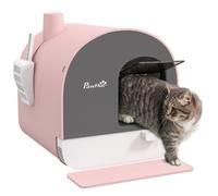 PawHut Bac à litière pour Chat Maison de Toilette pour Chat avec Porte battante, Pelle et Filtre Inclus dim. 43L x 44l x 47H cm - Rose