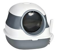 PawHut bac à litière pour Chat Maison de Toilette pour Chat Pliable Porte battante Lucarne + Pelle fournis 52 x 41 x 38 cm - Gris Blanc