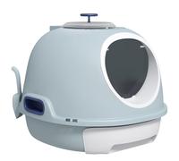 PawHut Bac à Litière pour Chat Portable Lucarne 47L x 55l x 44H cm Bleu