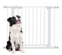 PawHut Barrière de Porte et d'escalier sans perçage 76-97 cm Acier Blanc | Avec extension, barrière de porte, barrière d'escalier, pour largeurs