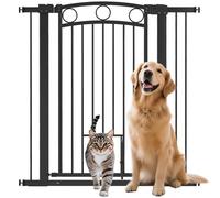 PawHut Barrière de protection, 106 cm, sans perçage, pour une largeur de 76 à 104 cm, ouverture d'une seule main, en acier, noire