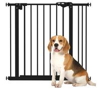 PawHut Barrière de protection, de porte, d'escalier, avec rallonge de 7 cm, sans perçage, avec fermeture automatique, pour des largeurs de 74 à 87 cm, orientable des deux côtés, en métal, noire