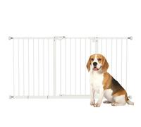 PawHut Barrière de sécurité Animaux 74-148 x 76,2 cm avec Porte Fermeture Automatique système de Double Verrouillage sans perçage avec 3 Extensions Blanc
