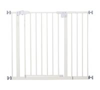 Pawhut Barrière de sécurité animaux 74-97,5 cm - Porte double verrouillage, sans perçage, blanc