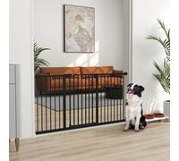 PawHut Barrière de sécurité animaux porte fermeture automatique système de double verrouillage sans perçage 3 extensions noir