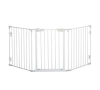 PawHut Barrière de sécurité, autonome, pour chien, 180 x 74,5 cm, pliable, pour escaliers, portes, cuisine, couloir, 3 panneaux, blanche