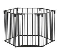 PawHut Barrière de sécurité barrière de Protection cheminée Parc enclos Chien Pliable modulable 6 Panneaux avec Porte sans perçage 362,5 x 76 cm Noir