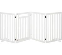 PawHut Barrière de sécurité Barrière de sécurité Chiens pour animaux 4 pièces barrière indépendante pliable chien avec 2 pieds de support pour escalier & animal Blanc 81 cm