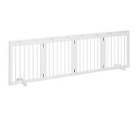 PawHut Barrière de sécurité barrière modulable Pliable pour Animaux de Compagnie 4 Panneaux en Bois de pin Massif 204 x 30 x 61 cm Blanc
