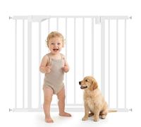 PawHut Barrière de Sécurité Bébé Enfant en Acier 76-102 cm Blanc