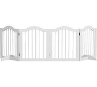PawHut Barrière de sécurité chien 4 pièces, 208 x 61 cm Pliable Barrière pour chien avec porte, Barrière de sécurité avec 2 pieds de support, Barrière d'escalier indépendante pour cuisine