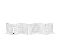 PawHut Barrière de sécurité Chien barrière autoportante barrière modulable Pliable 6 Panneaux 2 Pieds Support Bois de pin 432 x 36 x 70 cm Blanc