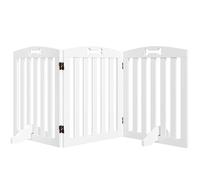 PawHut Barrière de sécurité Chien, barrière Pliable pour Chien, avec Pieds de Support, Pointes antidérapantes, 3 Panneaux, 155 x 30 x 61 cm, Blanc