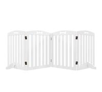 Barrière de sécurité chien - PawHut - avec pieds de support, pointes antidérapantes - 4 panneaux - 207,5 x 30 x 61 cm - blanc
