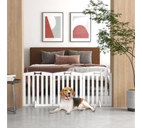 PawHut Barrière de sécurité chien barrière pliable pour chien pieds de support pointes antidérapantes 155 x 30 x 61 cm blanc