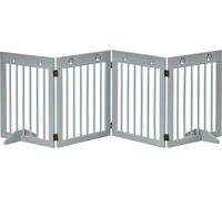 PawHut barrière de sécurité chien en 4 parties, 204 x 61 cm Barrière de sécurité pliable avec 2 pieds de support, barrière pour chien autonome, barrière d'escalier en bois pour couloir