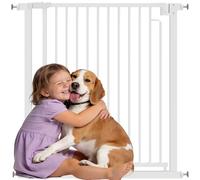 PawHut Barrière de sécurité Chien et bébés, Largeur réglable de 76 à 80 cm, barrière d'escalier à Fixation par Pression sans percer, Fermeture Automatique, Ouverture bidirectionnelle, Blanc