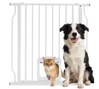 PawHut Barrière de sécurité Chien Extensible 75-85 cm, barrière d'escalier à Fixation par Pression sans percer, Double Verrouillage, Fermeture Automatique, Hauteur 76 cm, Blanc