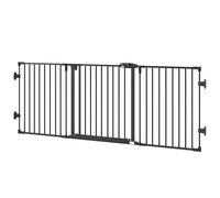 PawHut Barriere de securite chien pliable avec porte en acier 3 panneaux modulable fermeture automatique 202,5 x 2 x 76 cm noir