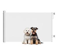 PawHut Barrière de Sécurité Chien Rétractable 0-140 cm de Largeur Blanc | Barrière d'Escalier et de Portes, pour Chien et Chat, avec Verrouillage