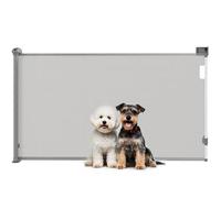 PawHut Barrière de sécurité Chien rétractable, Largeur 149 cm, Filet de Protection Extensible, barrière d'escalier et de Portes pour Chien Verrouillage Automatique, Gris