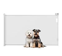 PawHut Barrière de sécurité Chien rétractable, Largeur 149 cm, Filet de Protection Extensible, barrière d'escalier et de Portes pour Chien Verrouillage Automatique, Blanc