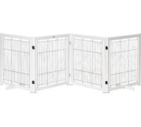 PawHut Barrière de sécurité en bois pour chiens Barrière de sécurité pour chiens Porte de sécurité pliable bidirectionnelle en acier blanc 305 x 35,5 x 82 cm