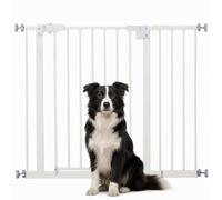 Pawhut Barrière de sécurité animaux 74-97,5 cm - Porte double verrouillage, sans perçage, blanc