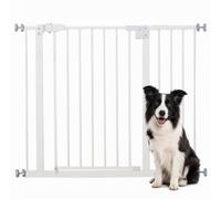 Pawhut Barrière de sécurité animaux 74-97,5 cm - Porte double verrouillage, sans perçage, blanc