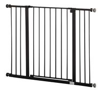 PawHut Barrière de sécurité Longueur réglable 76-82/86-97/101-107 cm Hauteur 76 cm sans perçage métal Plastique Noir
