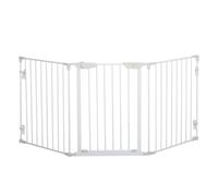 PawHut Barrière de sécurité métallique 3 Panneaux Porte Auto Blanc | Parc-jeu cheminée, Pliable, Barrière escalier, Séparateur pièce, Pare-feu