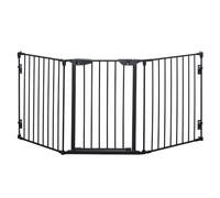 PawHut Barrière de sécurité métallique 3 Panneaux Porte Auto Noir | Parc-jeu cheminée, Pliable, Barrière escalier, Séparateur pièce, Pare-feu
