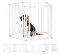 PawHut Barrière de sécurité Parc enclos Chien modulable Pliable Porte intégrée 300L Max. x 74,5H cm métal PP Blanc