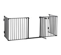 Pawhut Barrière De Sécurité Parc Enclos Chien Modulable Pliable Porte Verrouillable Intégrée 5 Panneaux En Métal 300l Max. X 74,5h Cm Métal Pp Noir