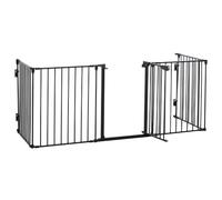 PawHut Barrière de sécurité parc chien modulable pliable porte intégrée 300 x 74,5 cm métal PP Noir