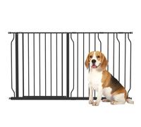 PawHut Barrière de sécurité pour Animal Domestique Longueur réglable barrière escaliers couloirs Portes sans perçage en Acier et ABS dim. 145L x 76H cm Noir