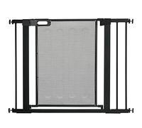 Barrière de sécurité animaux - longueur réglable dim. 75-103 cm - porte double verrouillage, ouverture double sens -sans perçage - acier ABS noir Noir G
